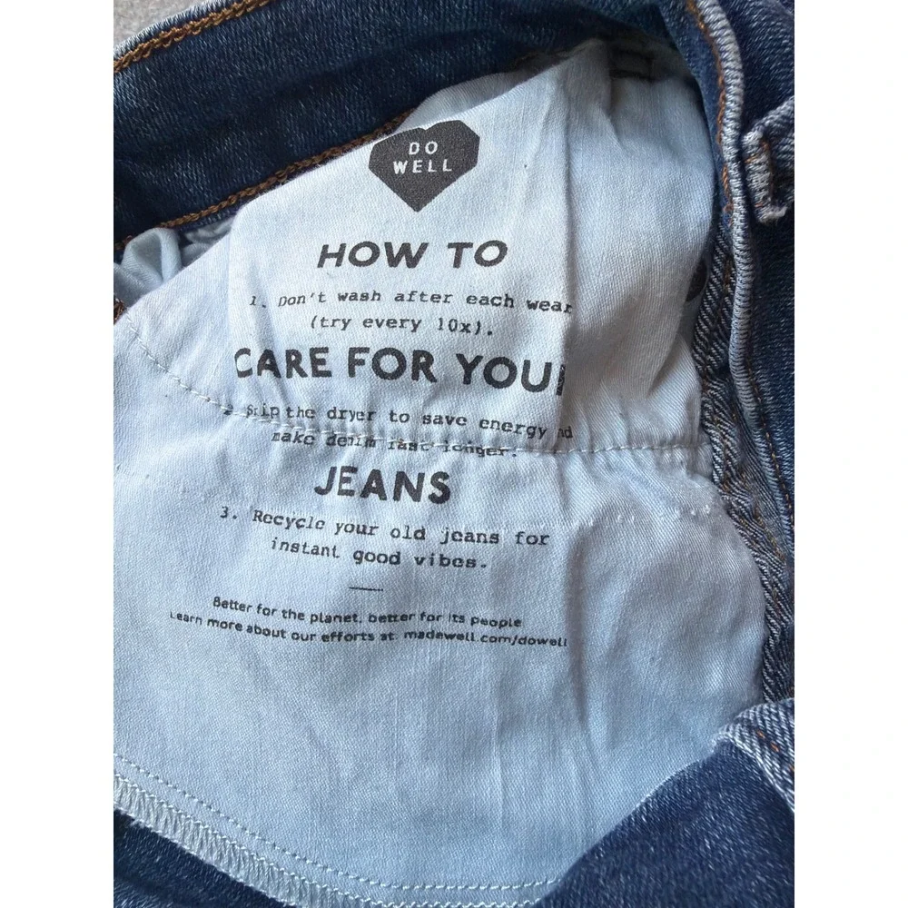 Madewell Stovepipe Jeans High Rise Straight Leg Blue Denim Size 25
